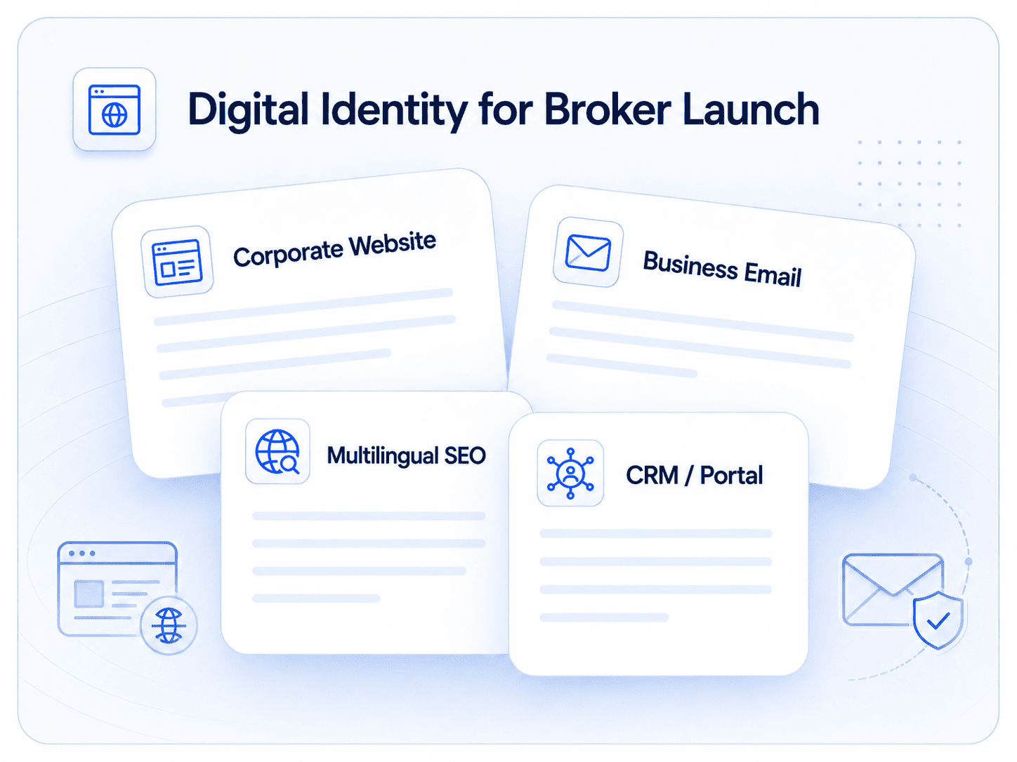 Digital identity for broker launch including website email SEO and CRM portal